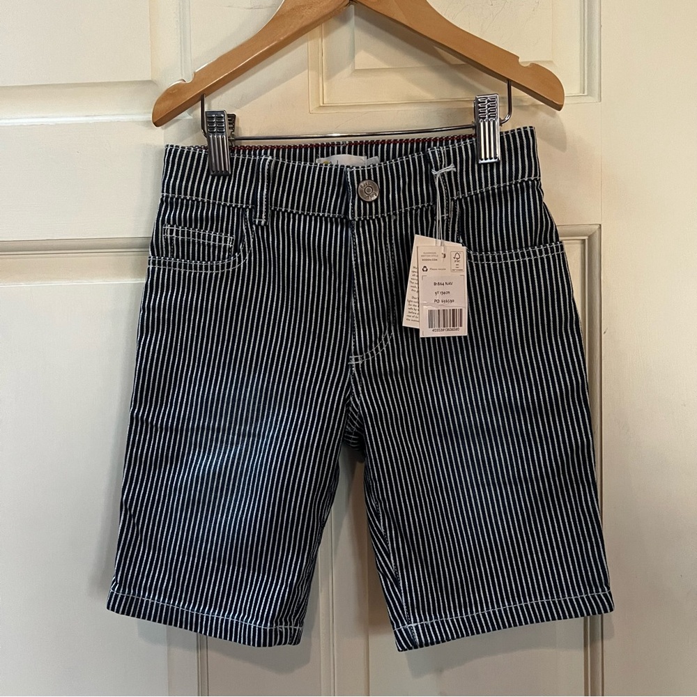 Mini Boden Railroad Stripe Shorts 9Y NWT